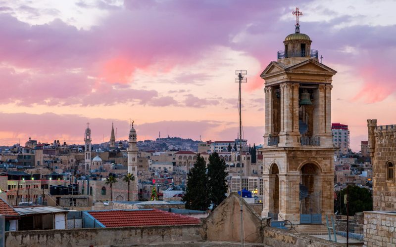 Bethlehem sky at sunset view from rooftop