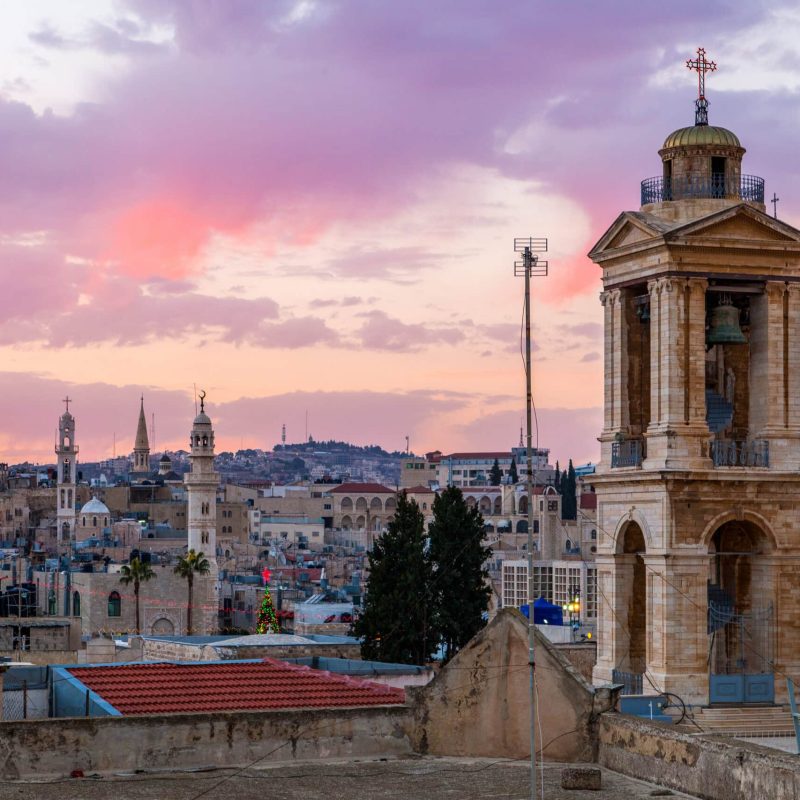 Bethlehem sky at sunset view from rooftop