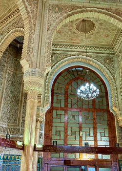 Algiers, Algeria - December 8, 2012: Interior of the Grand Post Office in Algiers, the capital city of Algeria. Constructed in 1910 in a neo-moorish style this functioning post office in the center of Algiers is also a popular tourist attraction.